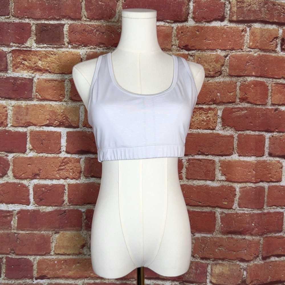 ZYIA ACTIVE White Scalloped Sports Bra Top‎ Gym Fitness Workout Lift M